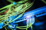 Fiber Optic With Servers In A Technology Data Center Stock Photo