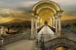 Colonnade With Arcades To Heaven Stock Photo