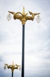 Streetlight With Naka Figure In Thai Style Culture Art Stock Photo