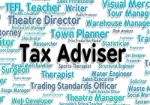 Tax Adviser Shows Mentors Word And Words Stock Photo