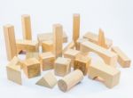 Wooden Building Blocks On White Background Stock Photo