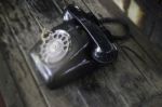 Vintage Retro Style Telephone On Wooden Table Stock Photo