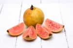 Fresh Guava Fruits On A White Background Stock Photo