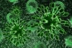 Green Bacterial Intruder Cells Causing Sickness Stock Photo