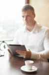 Businessman On Coffee Break In Restorant Stock Photo