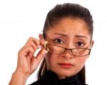 Woman Wearing Eyeglasses Stock Photo