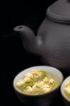 Chinese Jasmine Tea Pot And Cups Stock Photo