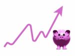 Piggy Banks With Growth Arrow Stock Photo