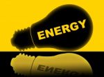 Energy Lightbulb Shows Power Source And Advertisement Stock Photo