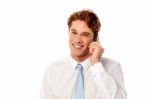 Confident Executive Talking On Phone Stock Photo