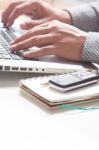 Human Hands Over Laptop Stock Photo