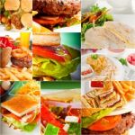 Burgers And Sandwiches Collection On A Collage Stock Photo