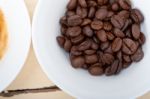 Espresso Cofee And Beans Stock Photo