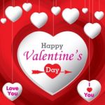 Happy Valentine's Day And Red Heart On Valentine's Day Background Stock Photo