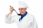 Chef Tastes Awful Food Stock Photo