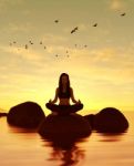 3d Illustration Of Silhouette Woman Doing Meditation Yoga Stock Photo