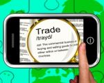 Trade Definition On Smartphone Showing Exportation Stock Photo