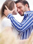 Loving Couple, Man Looking At Camera Stock Photo