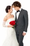 Girl Flirting With Her Guy, Wedding Concept Stock Photo