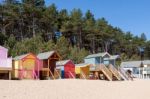 Some Brightly Coloured Beach Huts In Wells Next The Sea Stock Photo