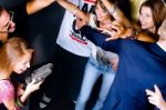 Karaoke Girl Performing In Club Stock Photo