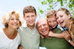 Close-up Shot Of A Happy Family Stock Photo