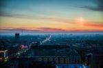 Early Morning View Over The Skyline In Warsaw Stock Photo