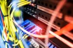 Fiber Optic With Servers In A Technology Data Center Stock Photo