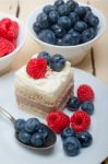 Fresh Raspberry And Blueberry Cake Stock Photo