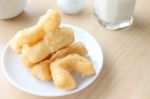 Deep Fried Doughstick Breakfast On Morning Table Stock Photo