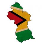 Guyana Map On  Flag Drawing ,grunge And Retro Flag Series Stock Photo