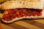 Fresh Sandwich Of Chorizo Stock Photo