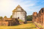 Old Ancient Pagoda In Lopburi Thailand, With Old Exterior Stock Photo