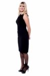 Attractive Woman In Black Sleeveless Attire Stock Photo