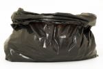 Tied Black Rubbish Bag Isolated On White Background  Stock Photo