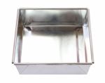 Empty Rectangle Tin Tray For Bakery On White Background Stock Photo