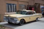 Seligman, Arizona/usa - July 31 : Old Yellow Taxi Parked In Seli Stock Photo