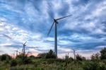 Wind Turbines In A Field Stock Photo