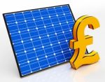 Solar Panel And Pound Sign Shows Saving Money Stock Photo