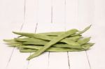 Common Beans On A White Wooden Background Stock Photo