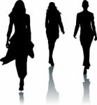 Silhouette Fashion Girls Stock Photo