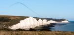 Red Arrows Display Over The Seven Sisters Stock Photo