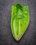 Food Background And Salad Concept With Fresh Cos Lettuce Flat La Stock Photo