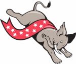 Elephant Jumping Democrat Mascot Stock Photo