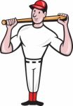 American Baseball Player Batting Cartoon Stock Photo