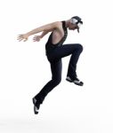 3d Rendering Of A Hip Hop Dancer Jumping Isolated Over White Background Stock Photo