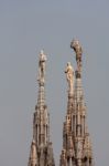 Detail Of The Skyline Of The Duomo In Milan Stock Photo