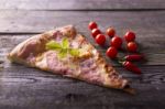 Cherry Tomato And Hot Peppers - Pizza On Table Stock Photo