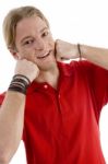 Young American Male Posing With His Hands On Chin Stock Photo