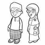 Line Drawing Of Adult Malay Cartoon -character  Stock Photo